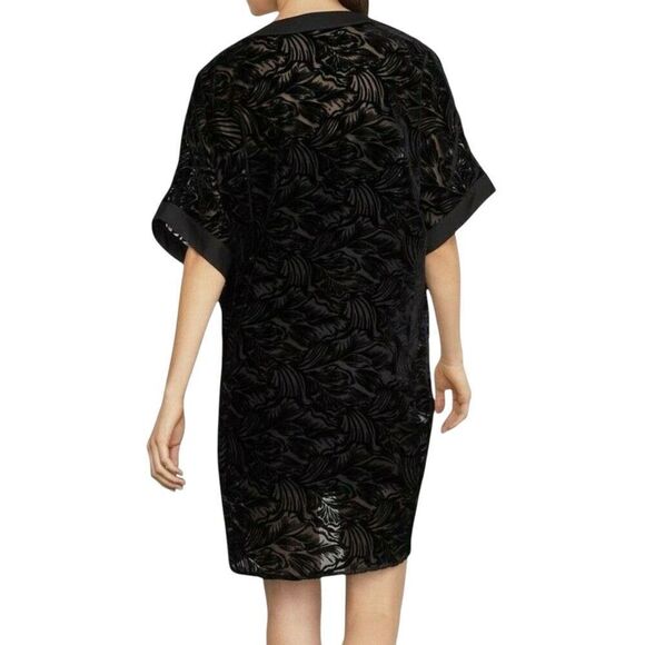 BCBGMAXAZRIA EUC velvet burnout V neck mini in Black Size S - Picture 3 of 8
